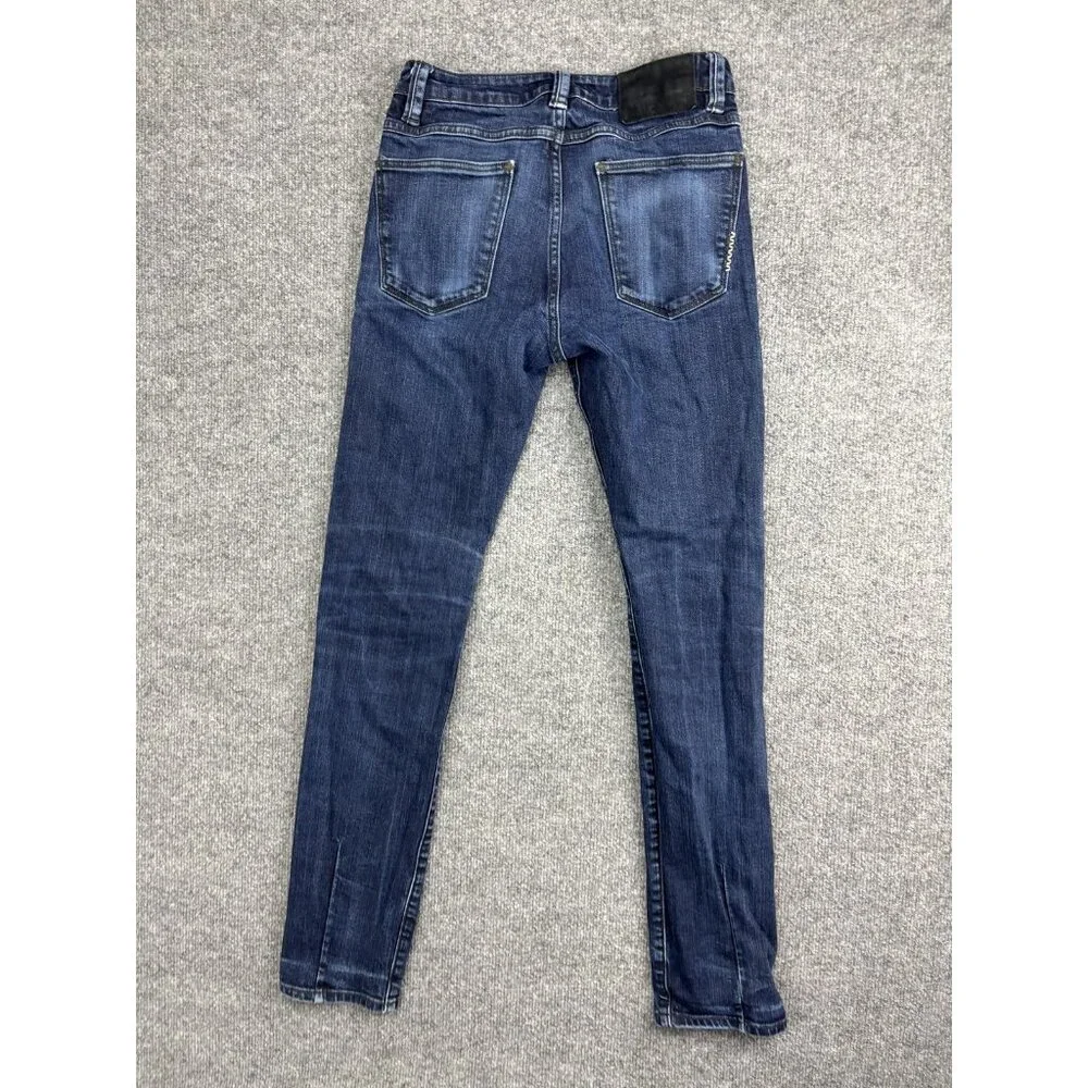 Neuw Iggy‎ Skinny Jeans Mens 28x32 Dark Wash Denim Stretch Button Fly Distressed